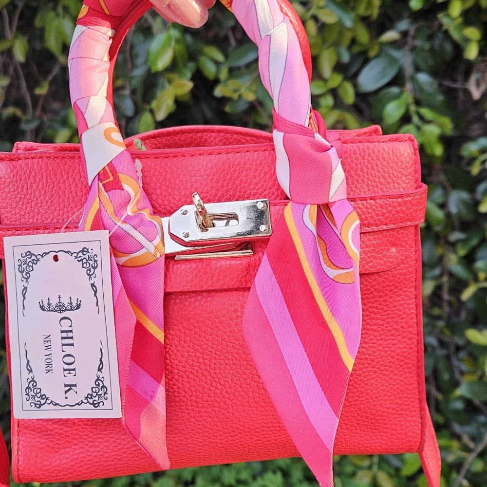 Chloe K Red Women's Bag with Pink Accents